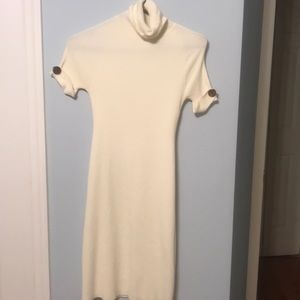 Cream ribbed bodycon dress
